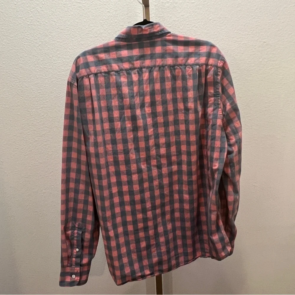 J. Crew Salmon & Blue Plaid Shirt Button Down Slim XL - Picture 5 of 5